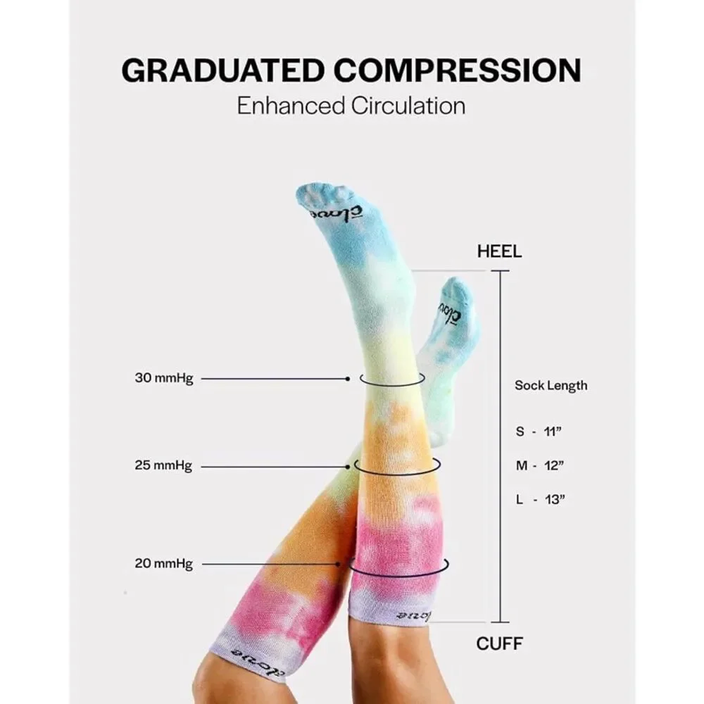 Clove Compression Socks for Women Men Nurses Cushioned Pregnancy Travel Small